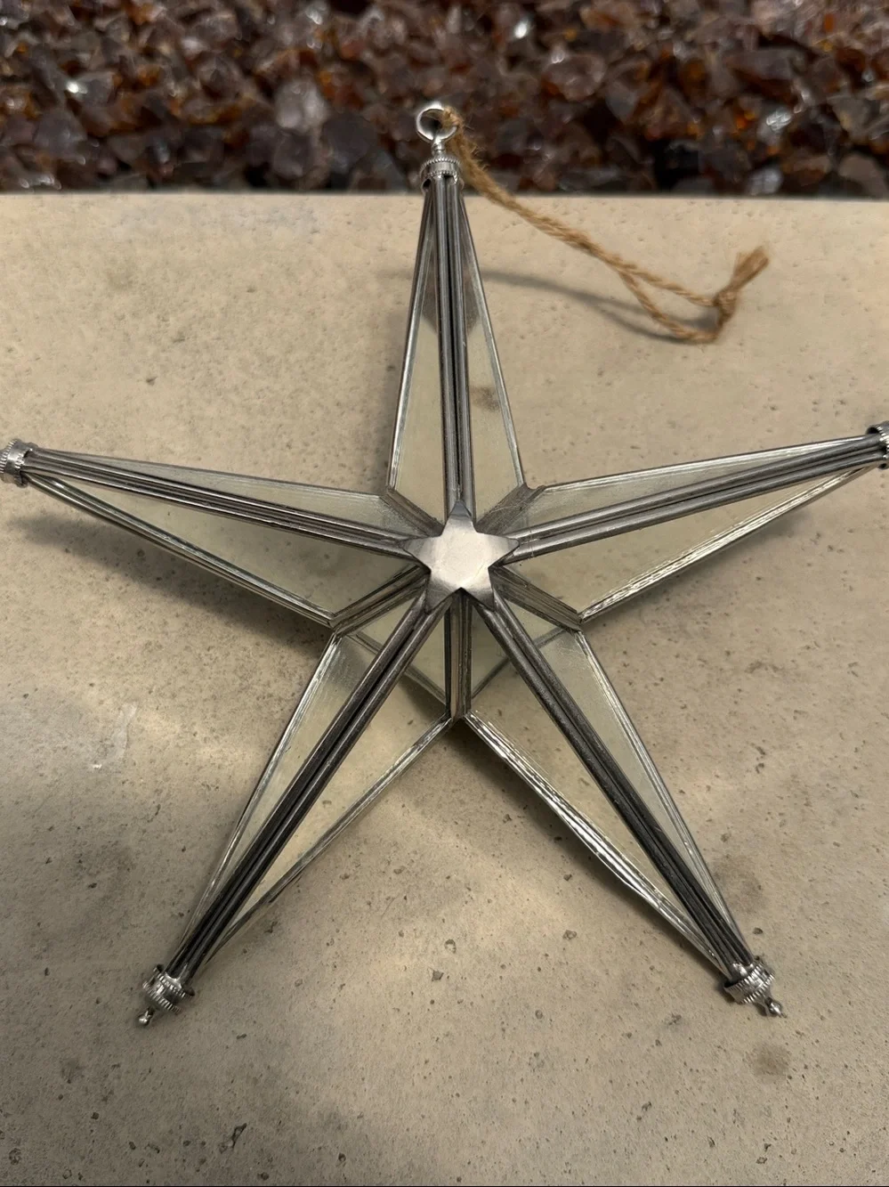 Pottery Barn Faceted Mirror Star Ornament  Victorian Tiffany Style Star Ornament